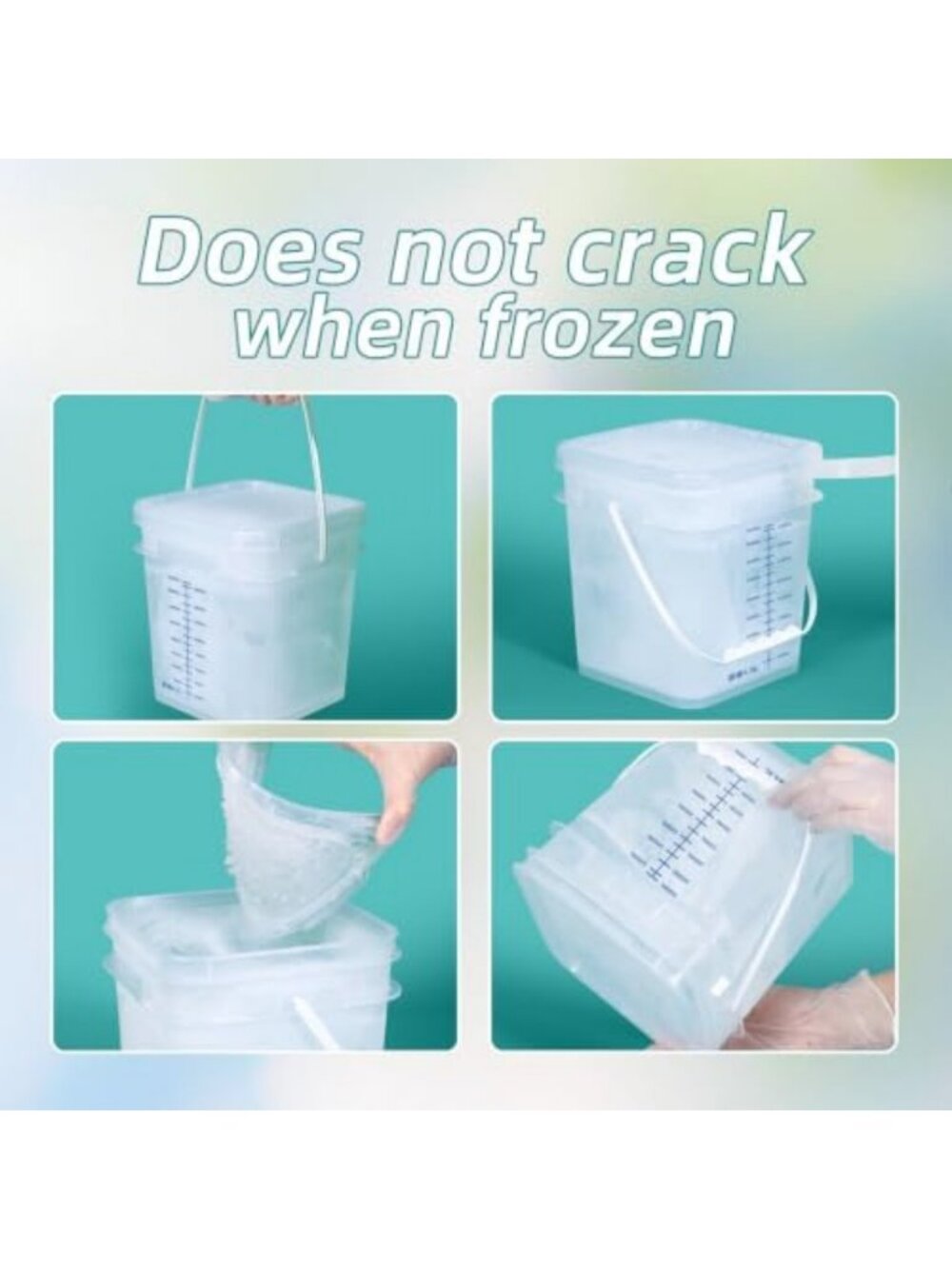 2 PCS Clear 1 Gallon Food-Grade Buckets with Lid & Comfort Grip Handle - Picture 5 of 6
